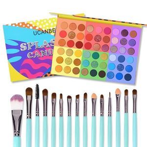 UCANBE Splashy Candies Eyeshadow Palette + 15pcs Makeup Brush Set